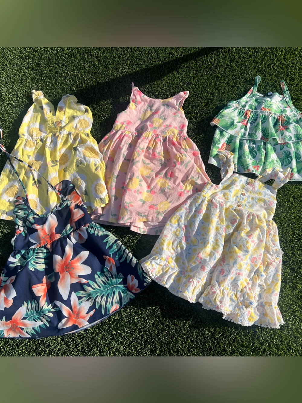 4x girls summer dresses and 1 floral top - 3t/4t